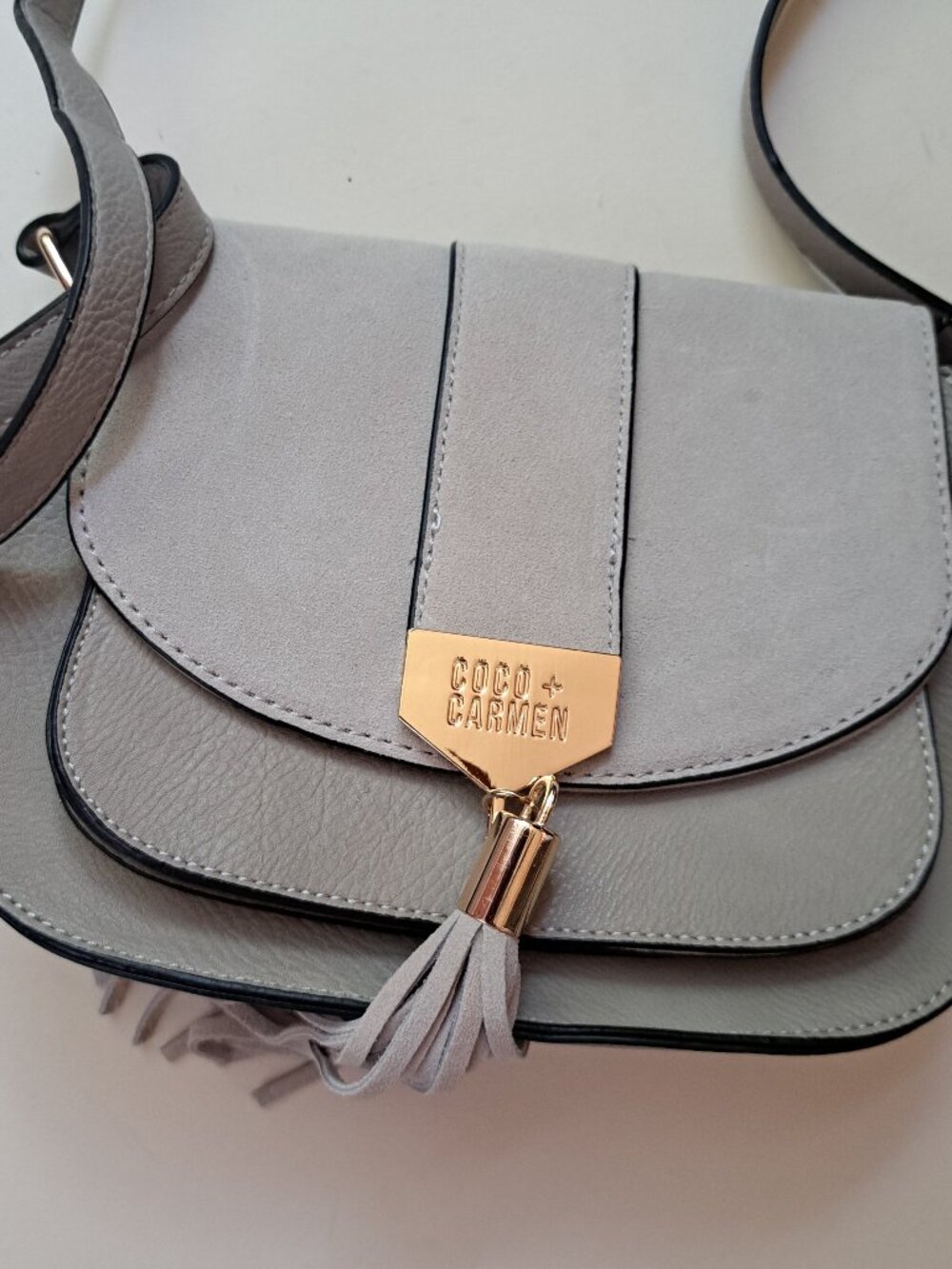 Coco And Carmen Gray swede  Purse